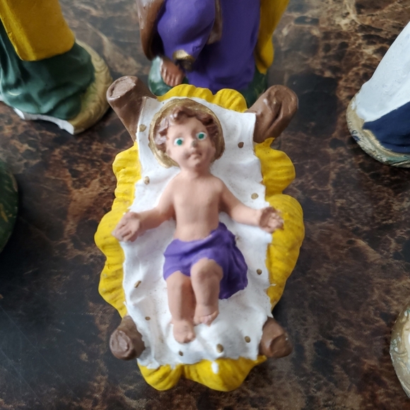 Christmas Nativity Set Italian Vintage Hand Painted Italy Ceramic 6 pc - Picture 2 of 9